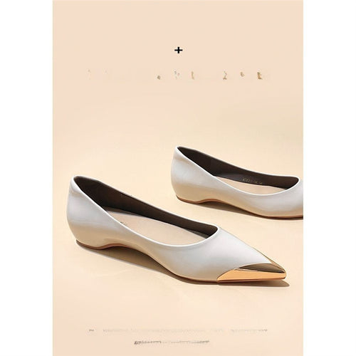 Damen spitz zulaufende flache Ballerina mit Leopardenmuster und Metallkappe Shop Nory