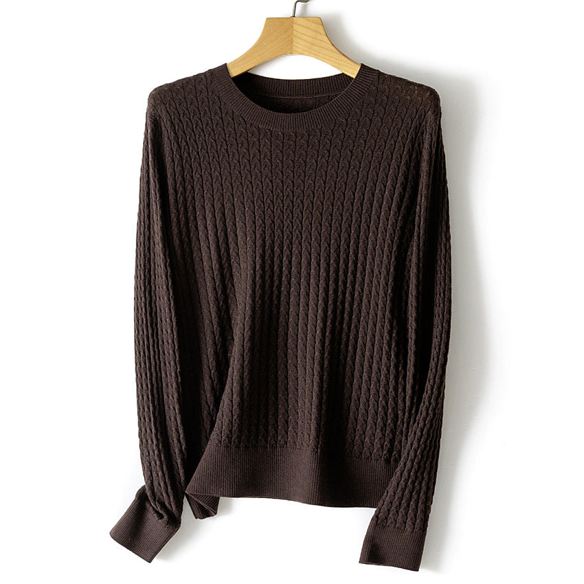 Damen Feinstrickpullover mit Zopfstrickmuster und Rundhalsausschnitt Shop Nory