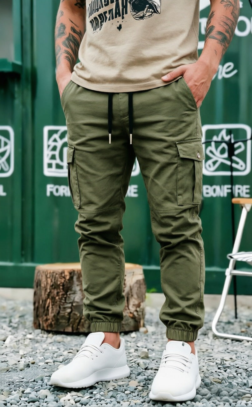 Herren Tapered Cargo-Jogginghose mit elastischem Saum, Kordelzug & Multifunktions‑Taschen Shop Nory