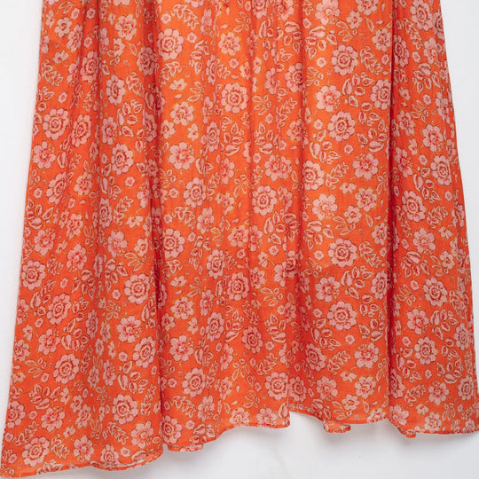 Damen Maxikleid mit floralem Print, tiefem Rundhalsausschnitt und Tunnelzugtaillierung Shop Nory