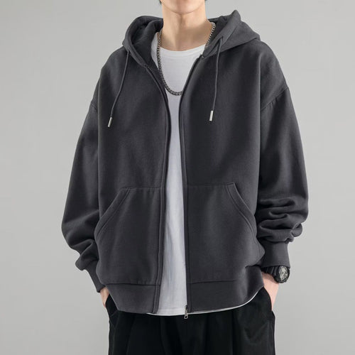Herren Oversize-Kapuzenjacke mit durchgehendem Reißverschluss, doppellagiger Kapuze und Kängurutaschen Shop Nory