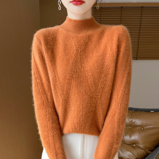 Damen Leichter Mockneck-Feinstrickpullover mit Ajour-Chevron und kaschmirweichem Finish Shop Nory