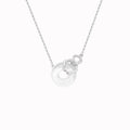 Damen Halskette mit elegantem runden Anhänger und funkelnden Kristallen Shop Nory