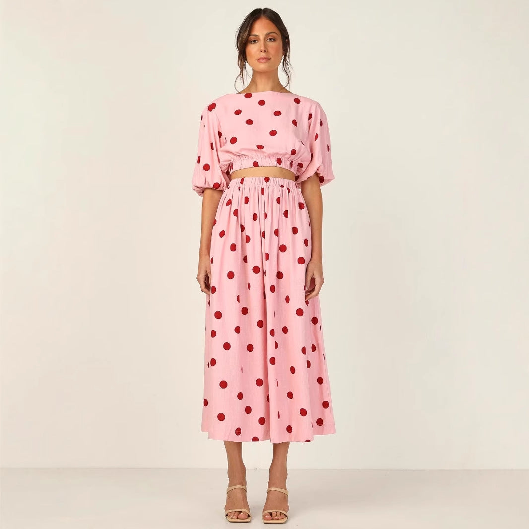Damen Maxikleid mit elastischem Taillenzug und voluminösen Ärmeln