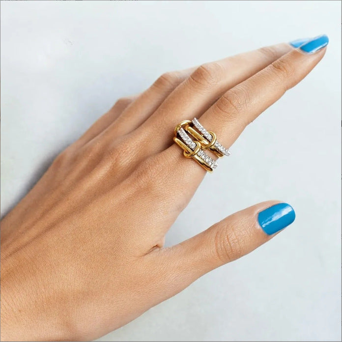 Damen Zierlicher und eleganter Ring mit Zirkonia-Verzierung Shop Nory
