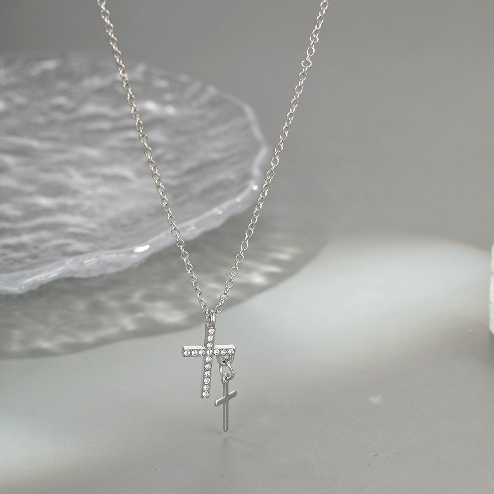 Damen Kreuz-Anhänger mit Strassstein-Verzierung Shop Nory