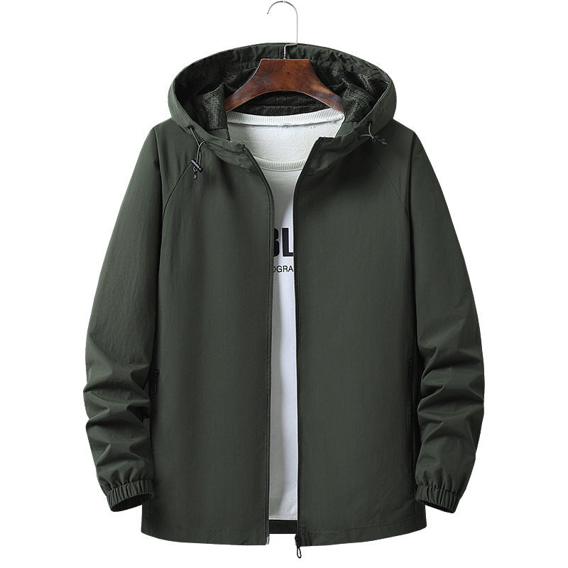Herren Leichte winddichte Kapuzen-Outdoorjacke mit durchgehendem Reißverschluss und elastischen Bündchen Shop Nory