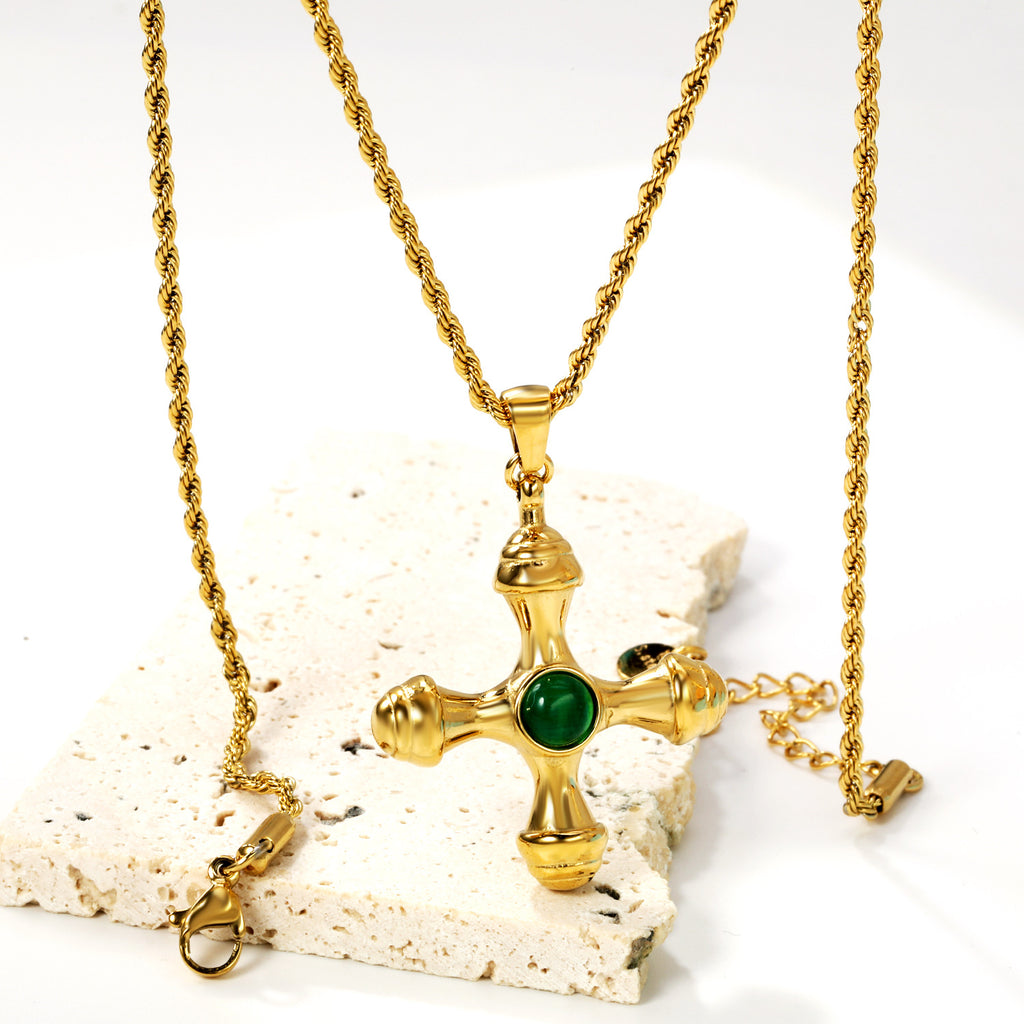 Damen Halskette mit kunstvollem Kreuz-Anhänger und verstellbarer Kette Shop Nory