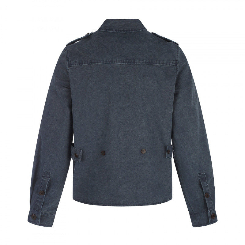 Damen Kastenförmige Overshirt-Jacke aus Denim mit Schulterklappen und aufgesetzten Brusttaschen Shop Nory