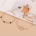 Zierliches Armband-Set mit Kristall-Kreis und Onyx-Imitat