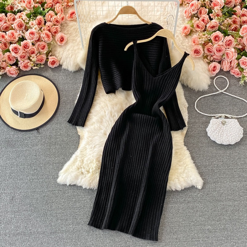 Damen Modisches Strickkleid- und Oberteil-Set Shop Nory