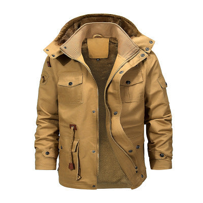 Herren robuster Canvas-Fieldparka mit Teddyfleece-Innenfutter, Kapuze und Multifunktions-Taschen Shop Nory