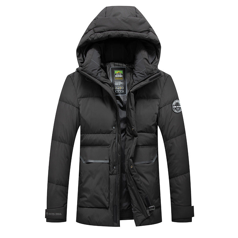 Herren Thermo-Steppjacke mit Daunenmix, winddichter Kapuze und Multifunktions-Taschen Shop Nory