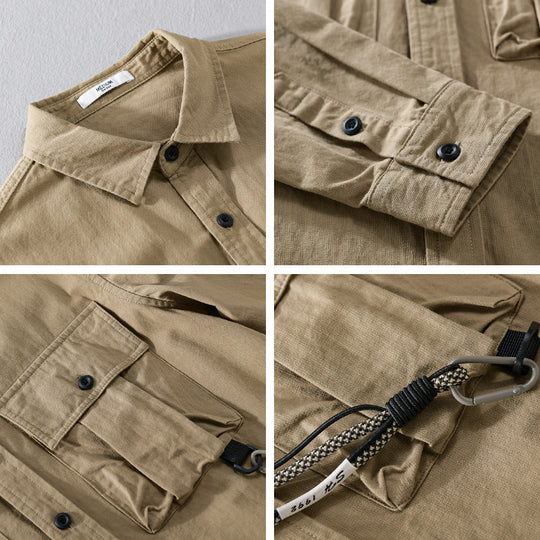 Herren Utility-Overshirt mit Doppel-Brusttaschen und Karabinerdetail Shop Nory