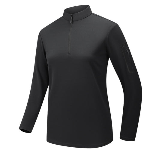 Herren Funktionelles Langarm-Trainingstop mit Stehkragen und Reißverschluss-Ärmeltasche Shop Nory