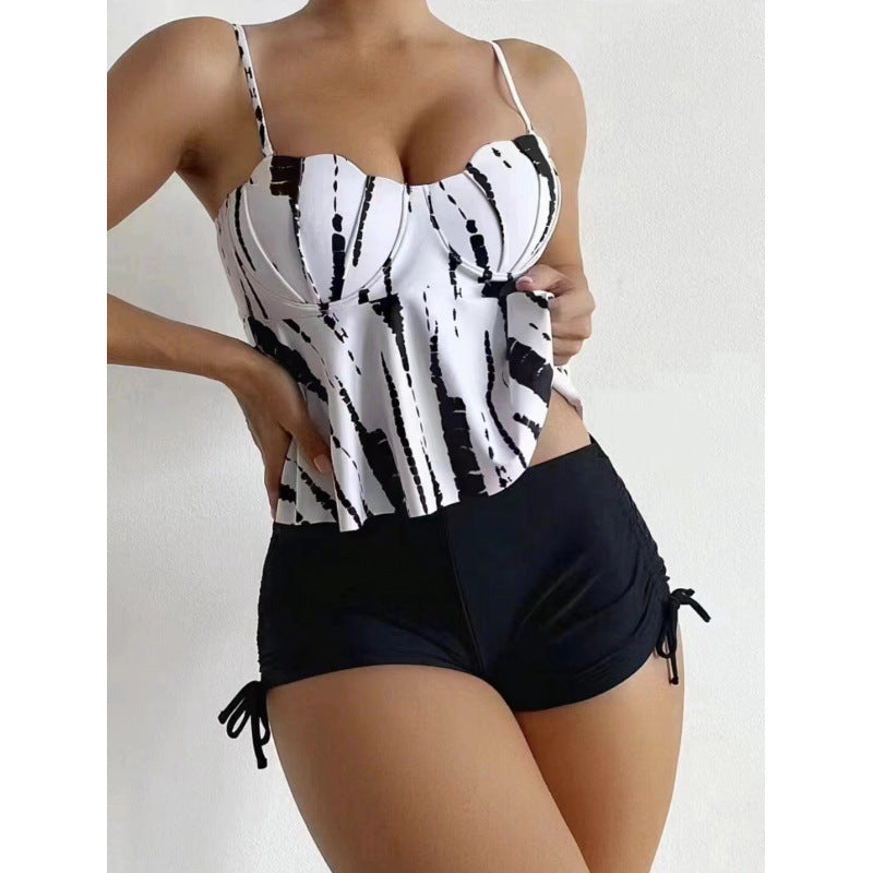 Damen Tankini-Set mit elegantem Volant-Oberteil und hohem Taillenslip Shopnory