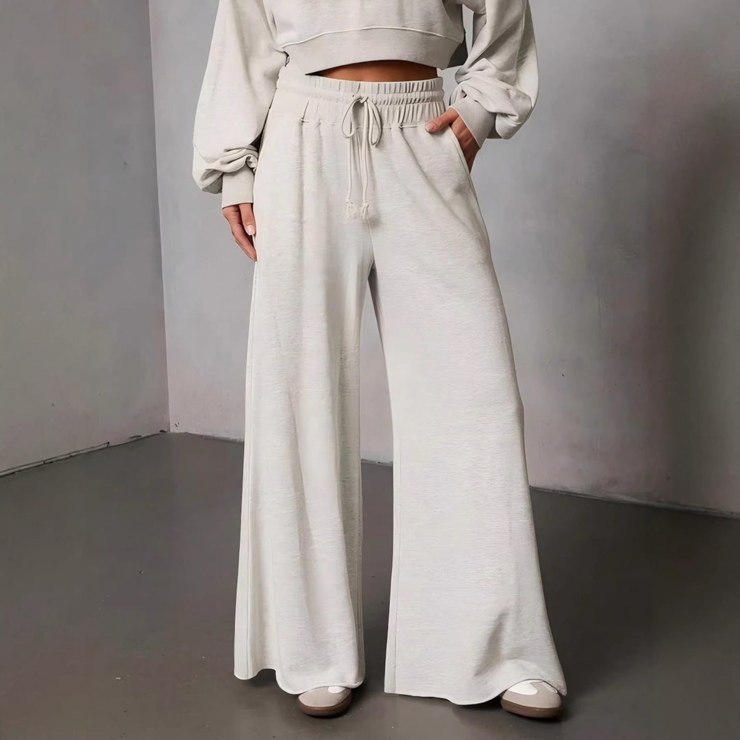 Damen weite High-Waist Loungehose mit Kordelzug und Seitentaschen Shop Nory