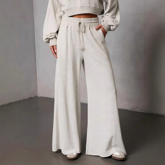 Damen weite High-Waist Loungehose mit Kordelzug und Seitentaschen Shop Nory
