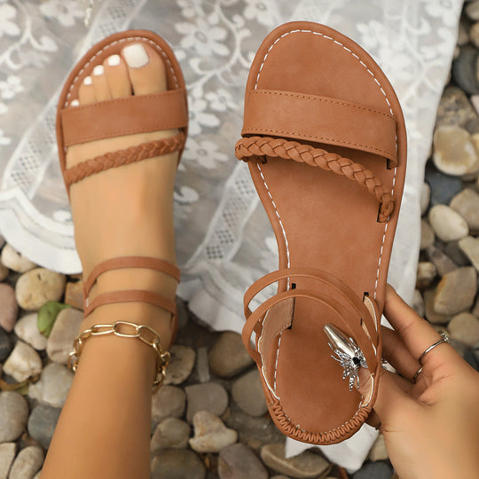 Damen geflochtene Riemchen-Sandalen mit komfortabler Fußbettung