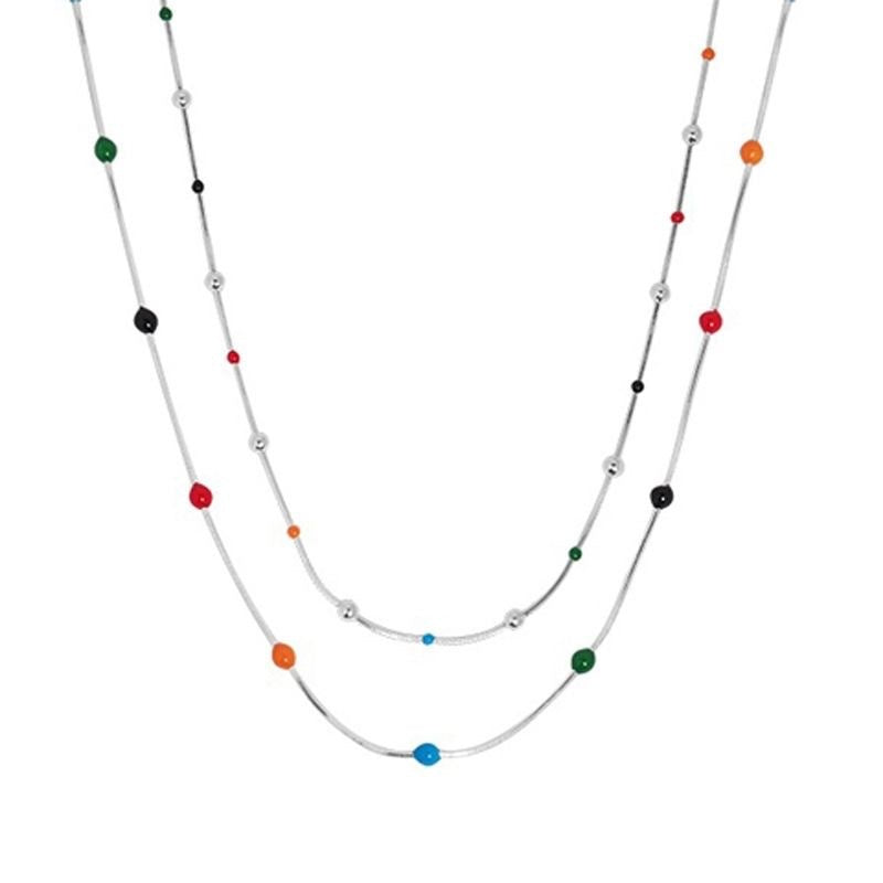 Damen mehrlagige Kette mit bunten Akzenten und filigranem Design Shop Nory