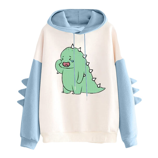 Damen nan Kapuzenpullover mit niedlichem Dinosaurier-Print und dreidimensionalen Ärmeldetails Shop Nory