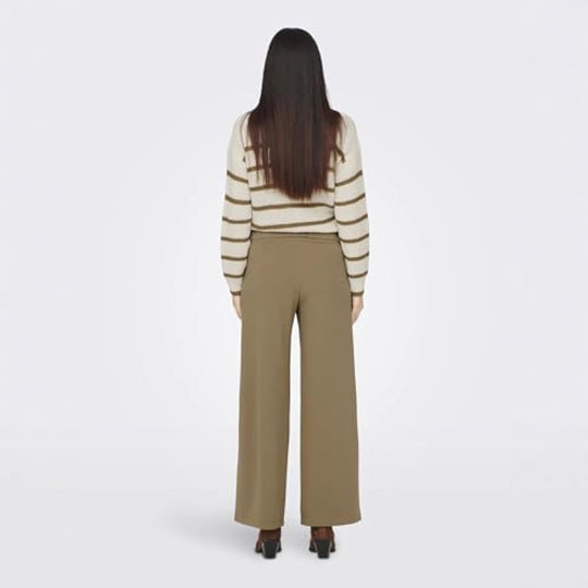 Damen High-Waist Culottehose mit Zierknopf-Bund und weitem Bein Shop Nory