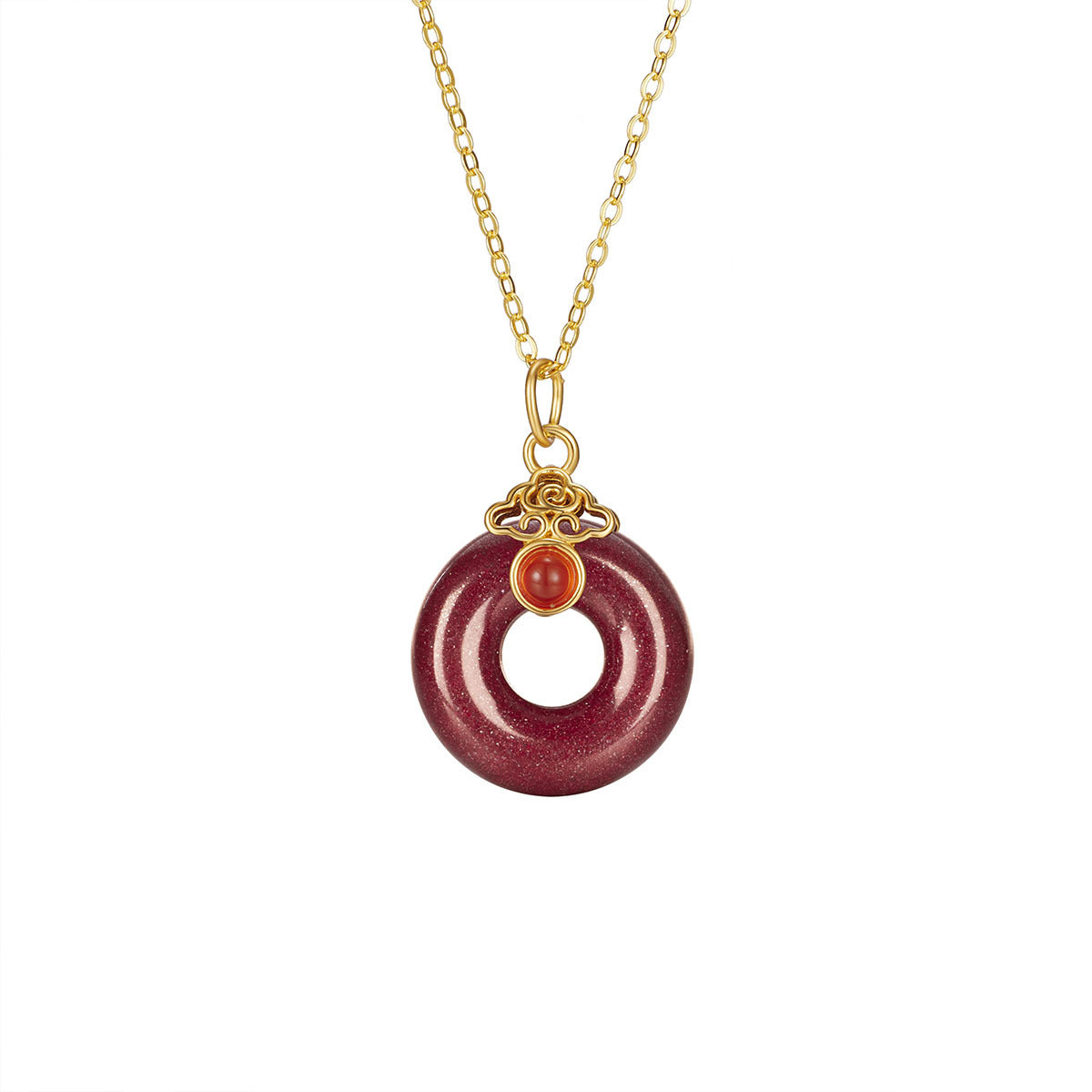 Damen Halsschmuck mit kunstvollem Donut-Anhänger aus hochwertigem Halbedelstein und Zirkonia-Details Shop Nory