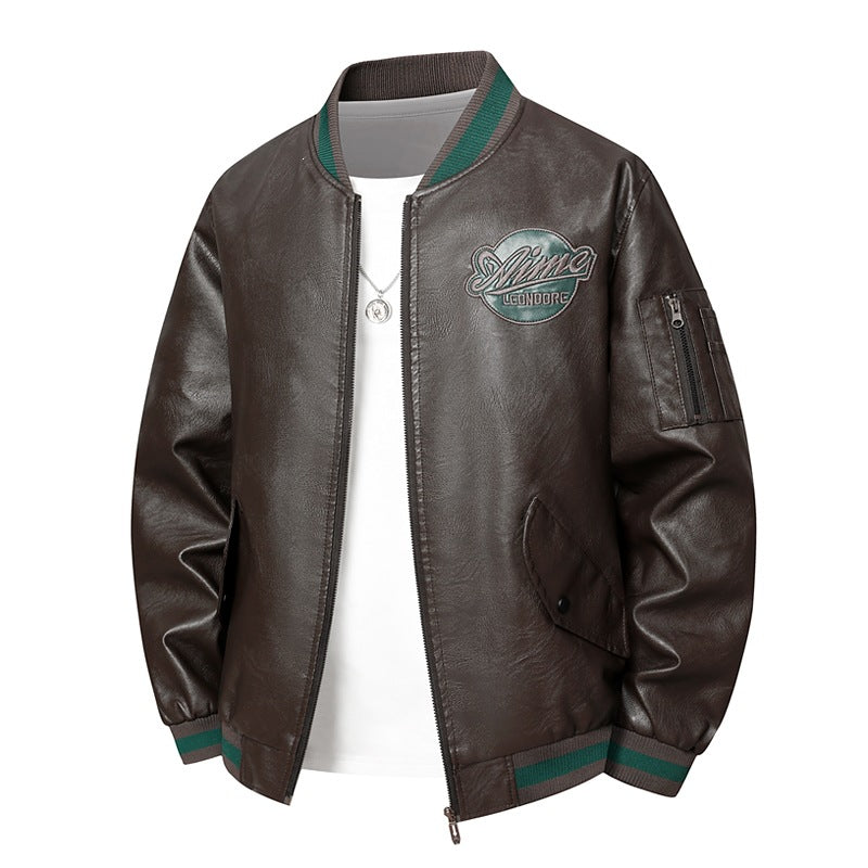Herren Modische Kunstleder-Bomberjacke mit praktischen Taschen Shop Nory
