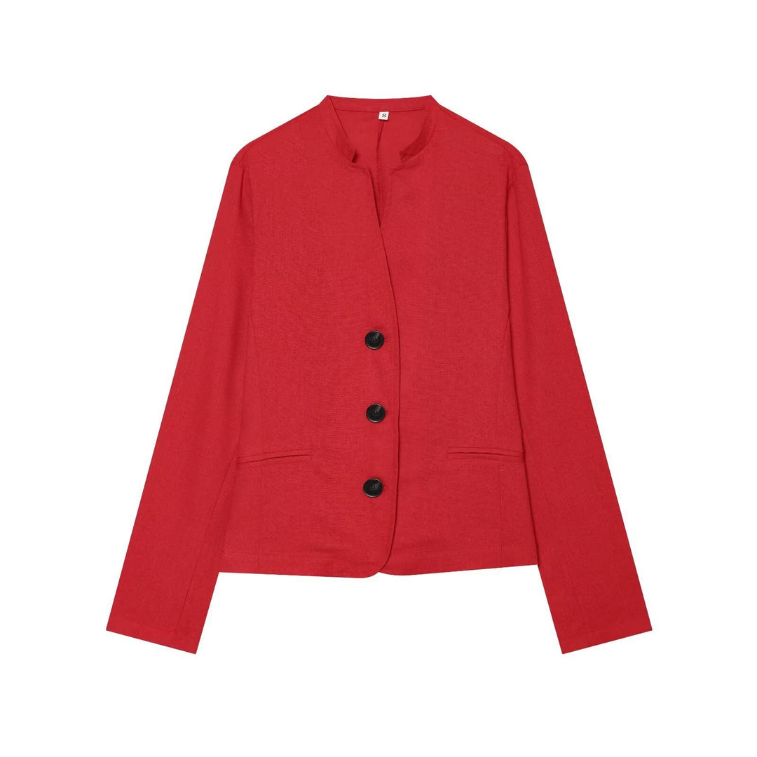 Damen Kurzblazer mit Stehkragen, taillierter Silhouette und Knopfverschluss Shop Nory