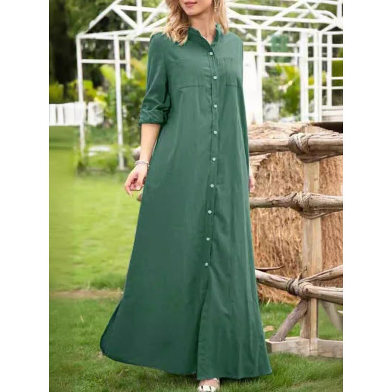 Damen Langarmhemdkleid mit Knopfdetails und raffiniertem Schnitt