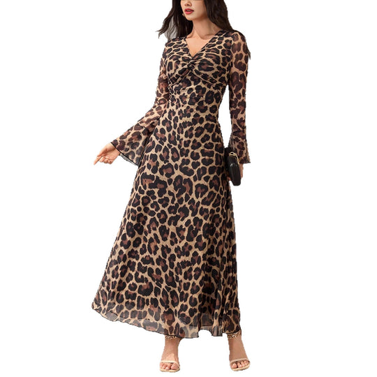Damen Midikleid mit Knotenfront und Trompetenärmeln Shop Nory