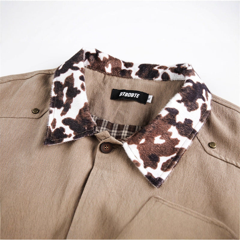 Unisex Overshirt im Utility-Workstyle mit kunstfellbesetztem Kragen und großen Pattentaschen Shop Nory