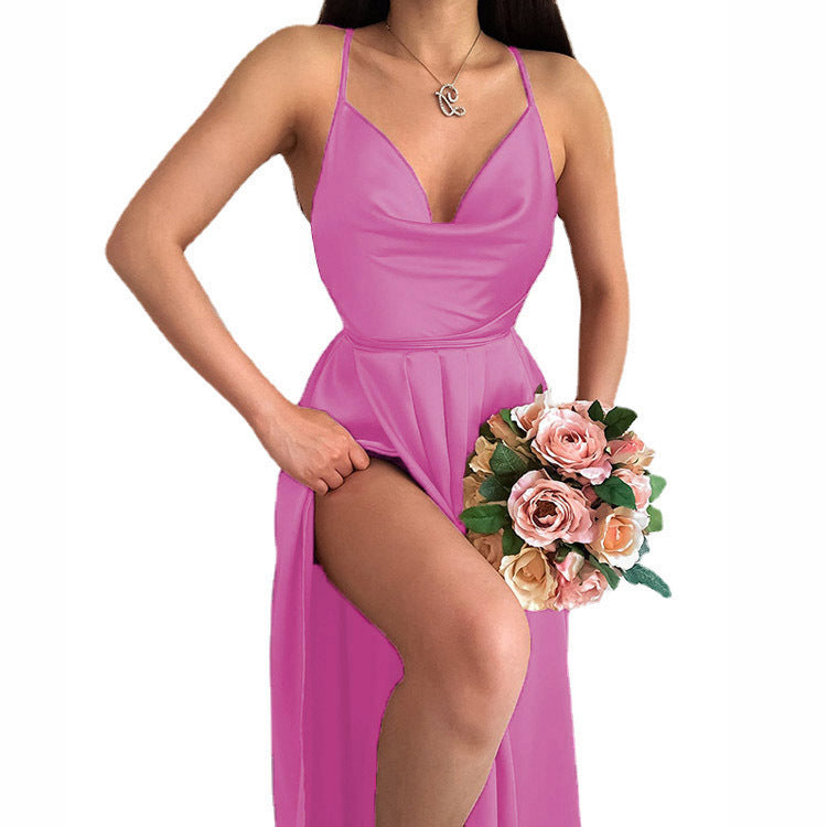 Damen Hochzeitskleid mit elegantem V-Ausschnitt und fließendem Rock