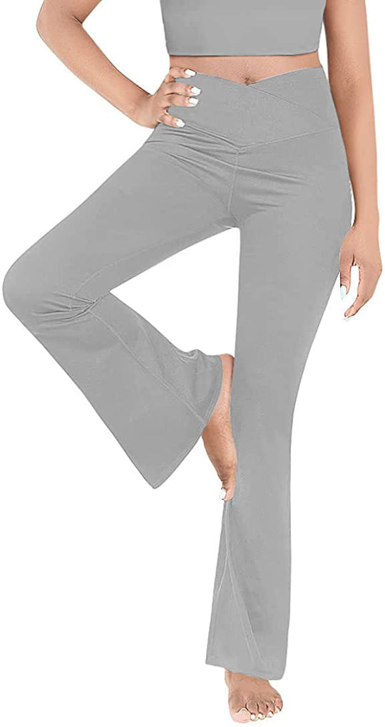 Damen Bootcut Yoga-Hose aus elastischem Material mit hohem Bund Shopnory