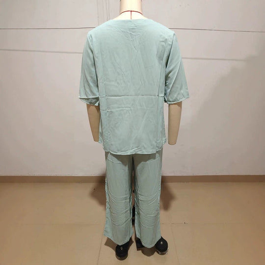 Damen Lässiger zweiteiliger Freizeitanzug mit lockerem Kurzarmtop und weiter Palazzohose Shop Nory