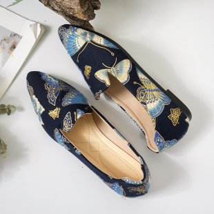 Damen Ballerinas mit eleganter Tweed-Oberfläche