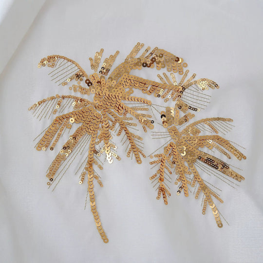 Damen Oversize-Hemdbluse mit Palm-Motiv aus goldenen Pailletten Shop Nory