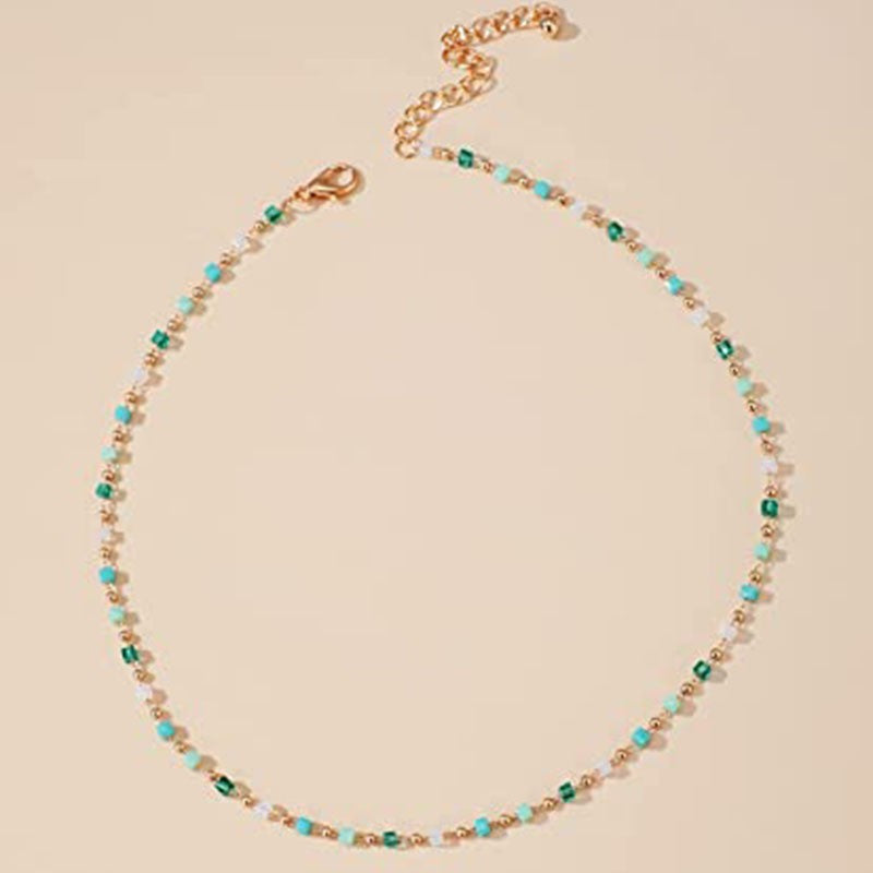 Damen zarte Kette mit bunten Kristallperlen Shop Nory