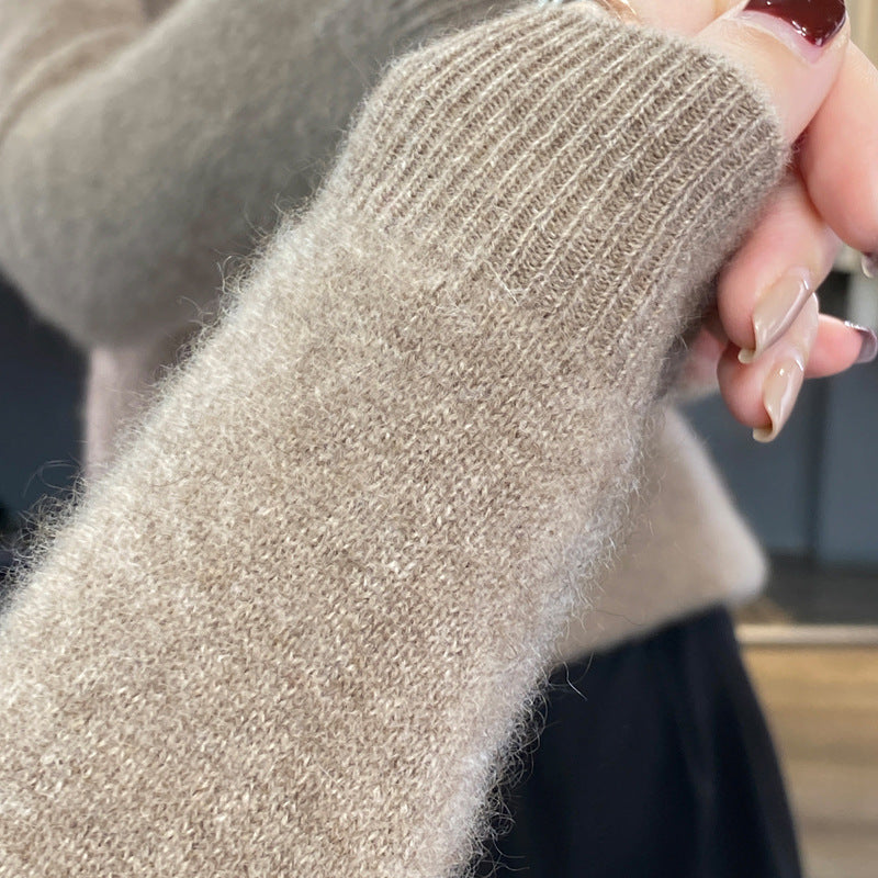 Damen Kuscheliger Midweight Rundhals-Pullover aus Angora-Blend mit feinem Flor und schmalem Bündchen Shop Nory