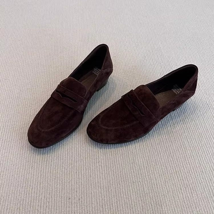 Damen Glattleder-Loafer mit niedrigem Blockabsatz und klassischem Penny-Steg Shop Nory