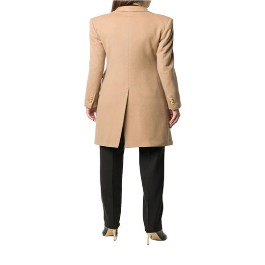 Damen Knielanger Zweireihiger Wollmix-Mantel mit strukturiertem Revers und Pattentaschen Shop Nory