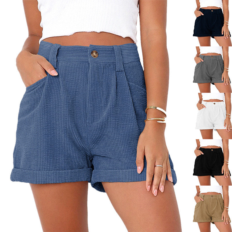Damen lässige High-Waist Shorts mit breitem Bund und praktischen Taschen
