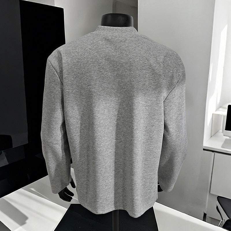 Herren Oversize-Langarmshirt mit V-Notch-Kragen, minimalistischer Schnitt und weichem Baumwollmix Shop Nory