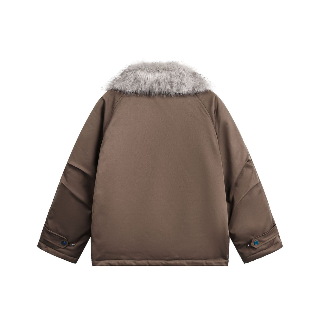Damen Wattierter Kurzparka mit Kunstfellkragen und asymmetrischer Reißverschluss Shop Nory