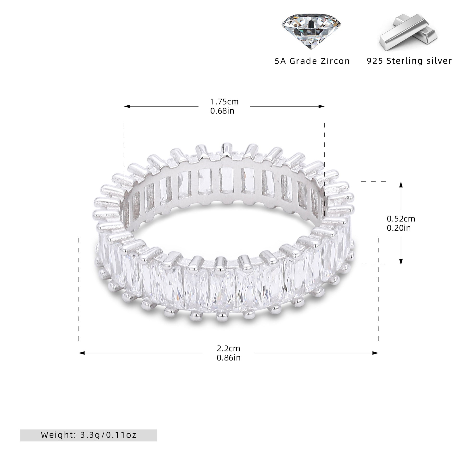 Damen Ring mit luxuriösem Zirkonbesatz aus hochwertigem 925 Sterling Silber Shop Nory