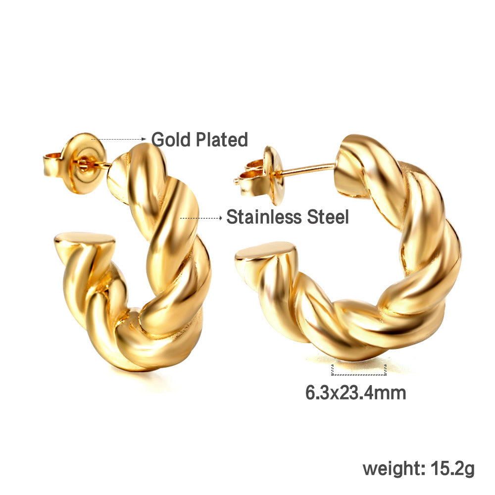 Damen Hängende Ohrstecker mit geflochtenem Design aus Edelstahl Shop Nory