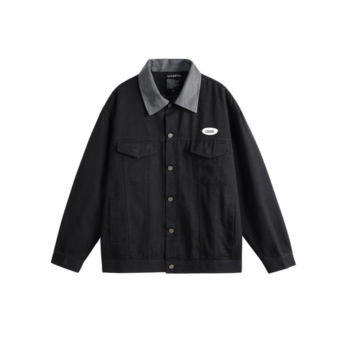 Unisex Oversize Canvas-Hemdjacke mit kontrastierendem Kunstlederkragen Shop Nory