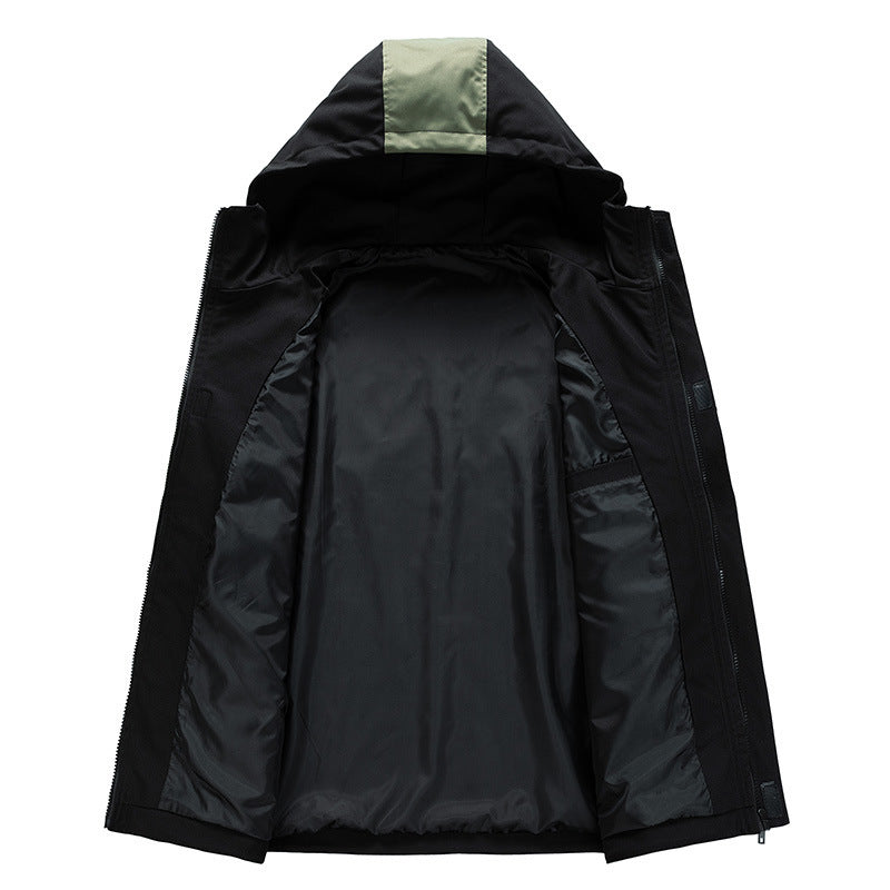 Herren Wasserabweisende Kapuzen-Fieldjacke im Colorblock-Utility-Design mit Brusttasche Shop Nory