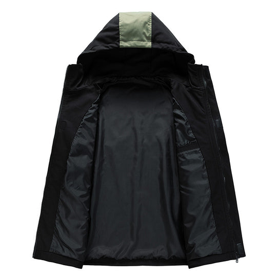 Herren Wasserabweisende Kapuzen-Fieldjacke im Colorblock-Utility-Design mit Brusttasche Shop Nory