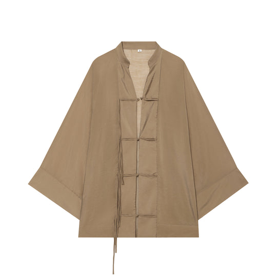 Damen Kimono-Capejacke mit Chinaknopfverschluss und langen Quasten Shop Nory